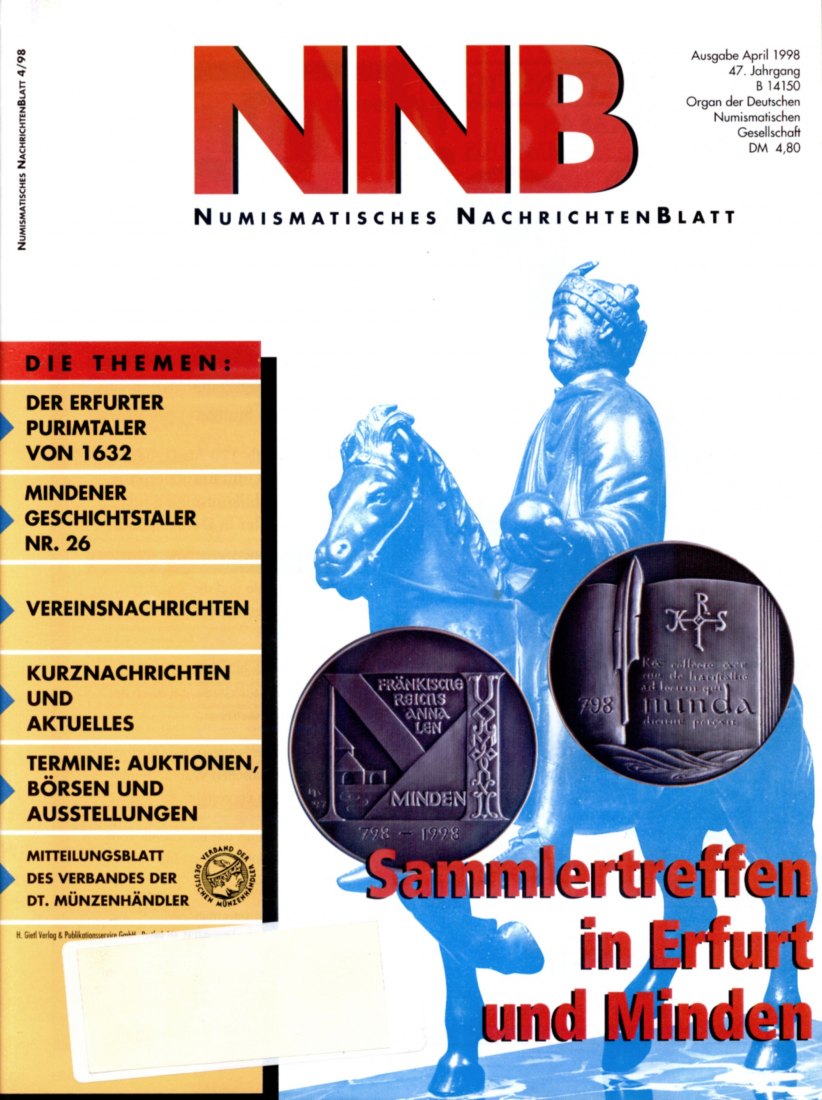  (NNB) Numismatisches Nachrichtenblatt 04/1998 ua Der Erfurter Purimtaler von 1632   