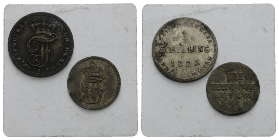  Mecklenburg; 2 Kleinmünzen 1835/1844   