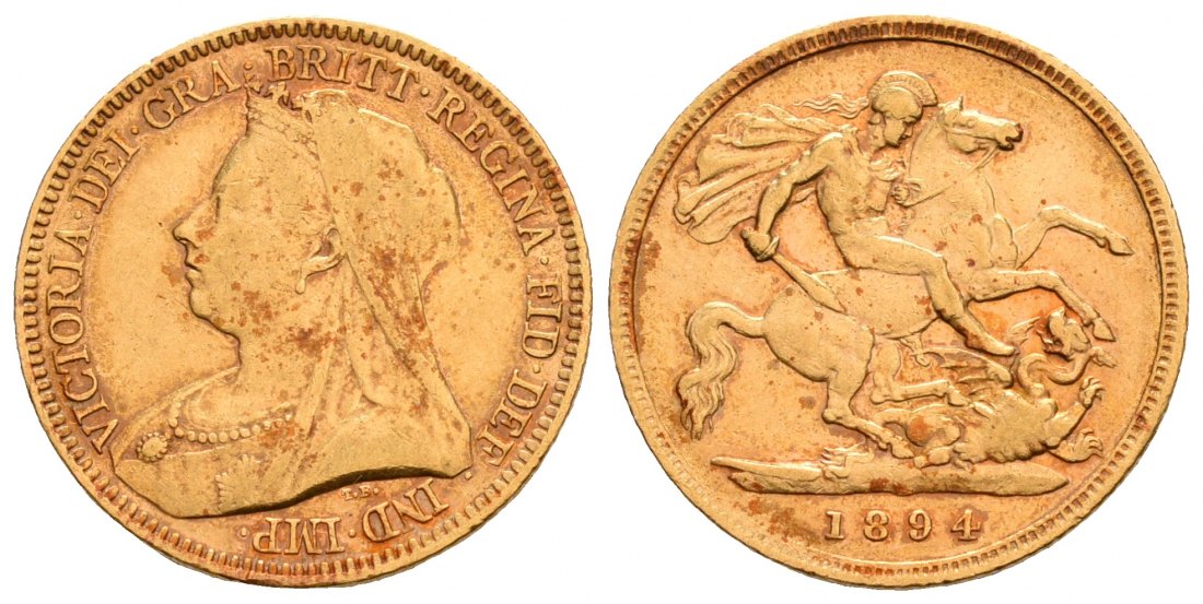 PEUS 6435 Großbritannien 3,66 g Feingold. Witwenschleier Victoria (1837 - 1901) 1/2 Sovereign GOLD 1894 Sehr schön