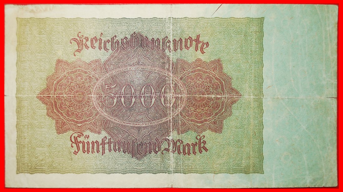  * REICHSBANKNOTE: GERMANY ★ 5000 MARK 1922! UNCOMMON! LOW START ★ NO RESERVE!   