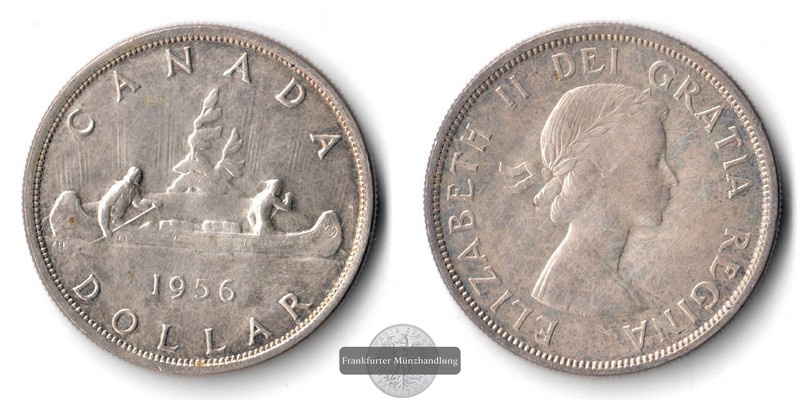  Kanada  1 Dollar  1956 Elisabeth II / Voyageur FM-Frankfurt Feinsilber: 18,66g   
