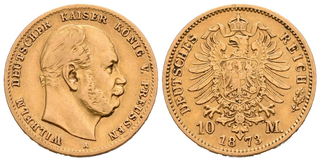 PEUS 6594 Preußen - Kaiserreich 3,58 g Feingold. Wilhelm I. (1861 - 1888) 10 Mark GOLD 1873 A Sehr schön
