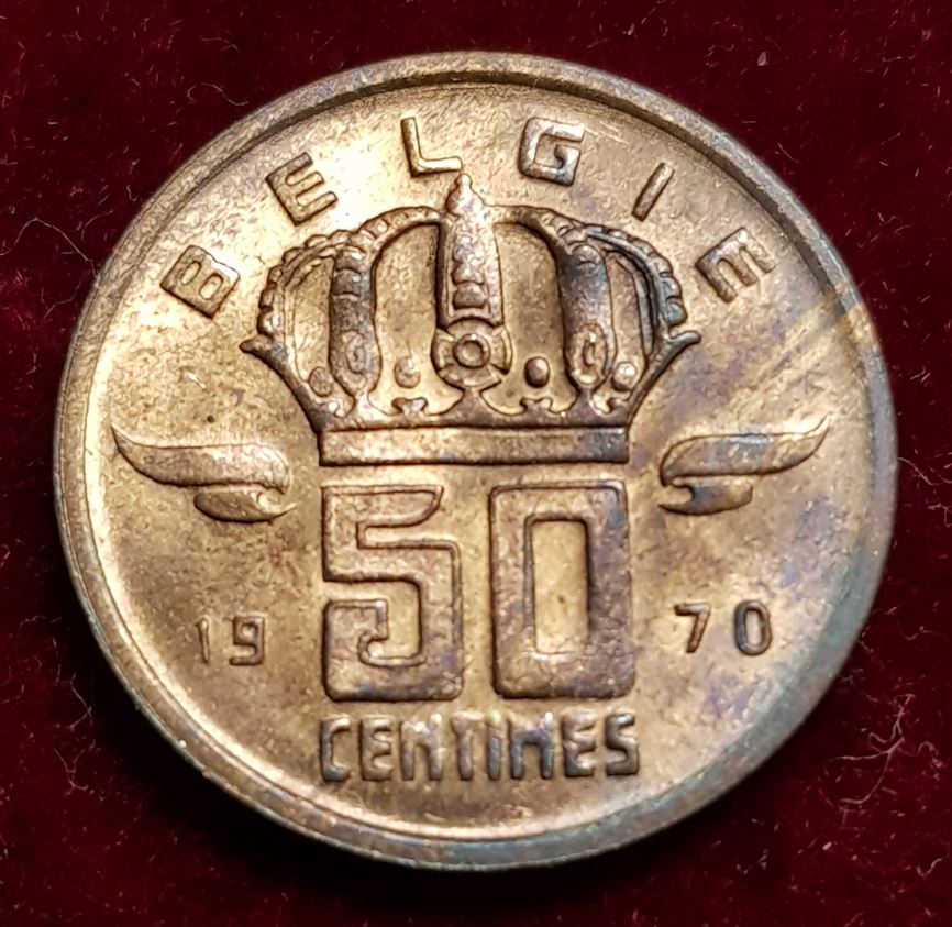  6484(2) 50 Centimes (Belgien / Baudouin I / Niederländische Schrift) 1970 in UNC .. von Berlin_coins   