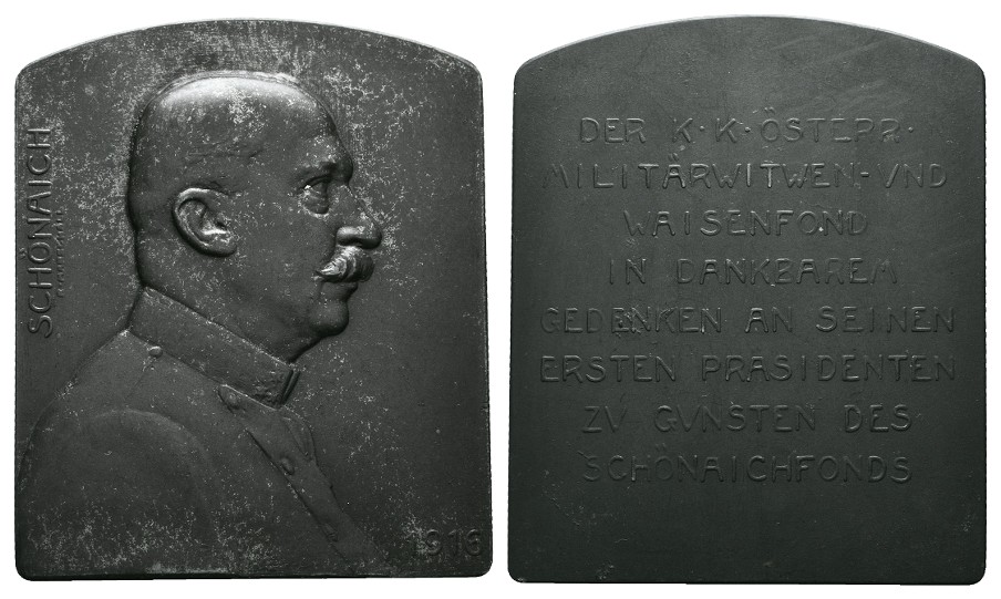  Linnartz 1. WELTKRIEG,Österr., Eisenplakette 1915(v. Marschall) Schönaich, Witwen- Waisenfond, vz   