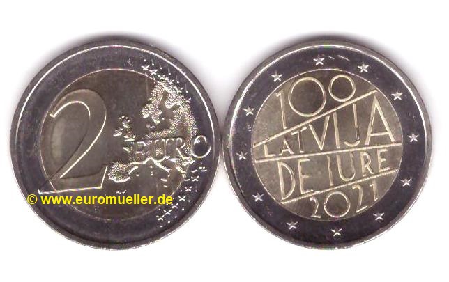 Lettland 2 Euro Gedenkmünze 2021...Anerkennung / De Iure   