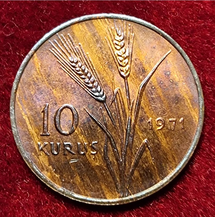  4797(7) 10 Kurus (Türkei / ohne Atatürk) 1971 in UNC .............................. von Berlin_coins   