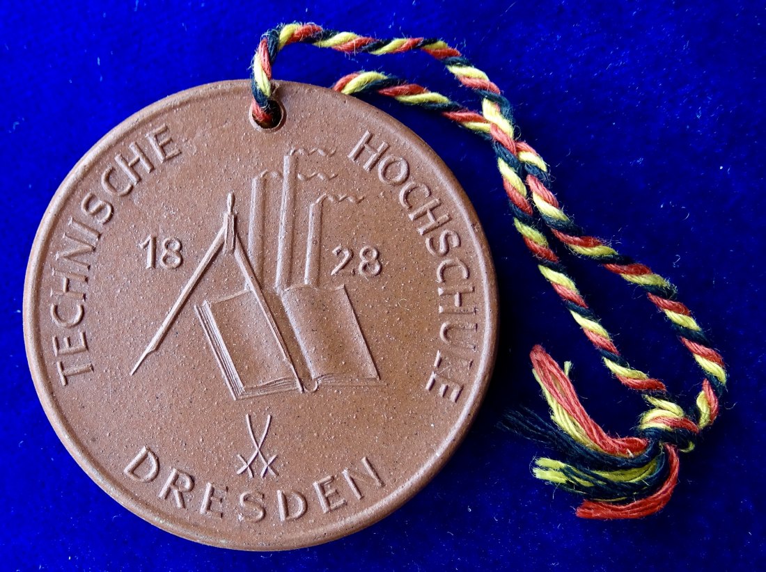  Porzellan- Medaille Technische Hochschule Dresden 1955, Wilhelm Lohrmann   