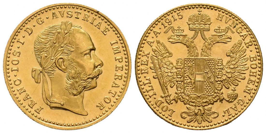 PEUS 6899 Österreich 3,44 g Feingold. Franz Joseph I. (1848 - 1916) 1 Dukat (off.NP) GOLD 1915 Stempelglanz
