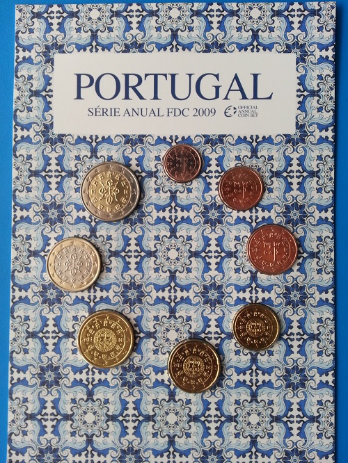 Portugal offizieller KMS -Serie Anual FDC mit 8 Münzen 1 cent - 2 EURO 2009 FDC