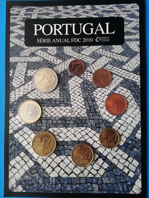 Portugal offizieller KMS -Serie Anual FDC mit 8 Münzen 1 cent - 2 EURO 2010 FDC