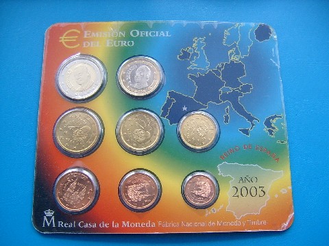 Spanien offizieller KMS 1 ct - 2 Euro 2003 BU