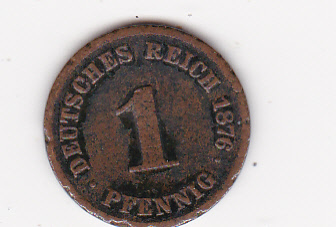  Kaiserreich, 1 Pfennig 1876 G (selten!)   