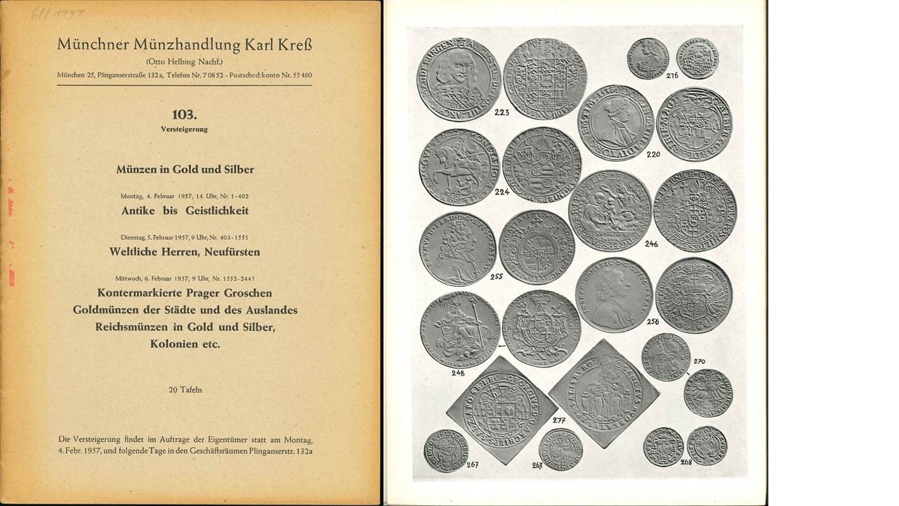  Kreß, Karl(Otto Helbing Nachf.), München, Auktionskatalog Nr.103 von 04.02. bis 06.02.1957   