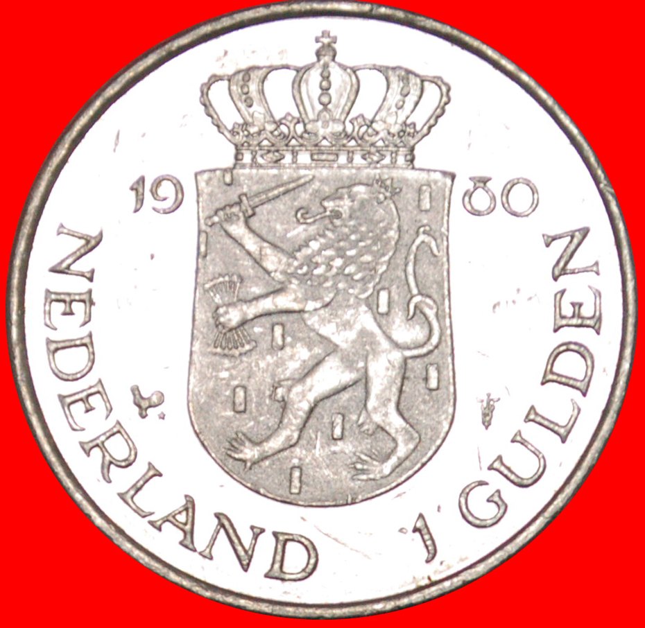  * TWO QUEENS: NETHERLANDS ★ 1 GULDEN 1980! MINT LUSTER! LOW START ★ NO RESERVE!   