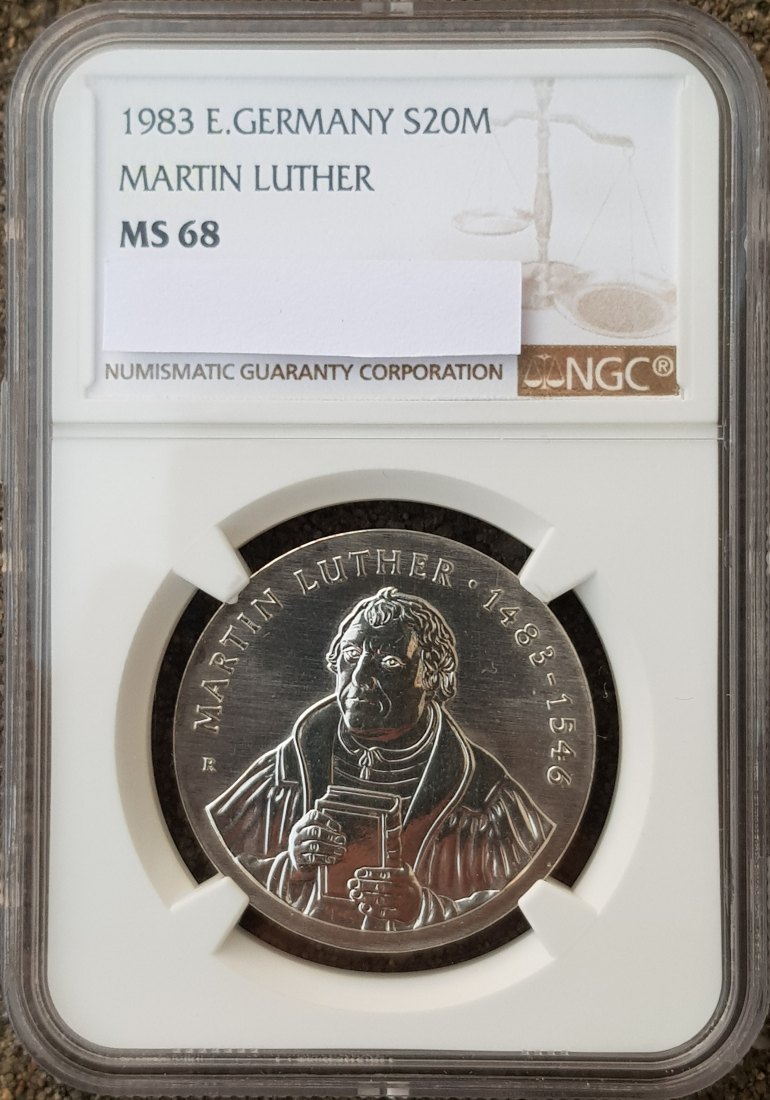  Martin Luther - 20 Mark DDR - 1983 - NGC zertifiziert MS 68!   