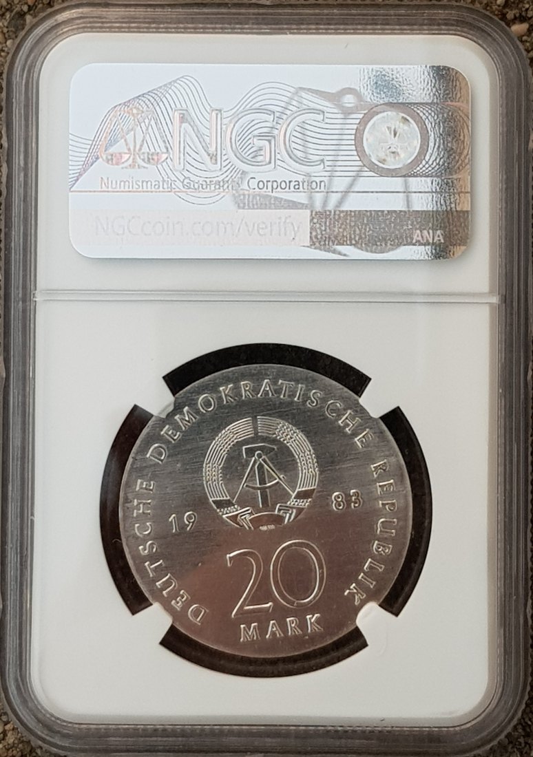  Martin Luther - 20 Mark DDR - 1983 - NGC zertifiziert MS 68!   