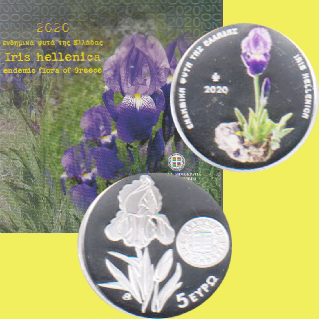  Offiz 5€-Farb-Silbermünze Griechenl. *Flora - Iris* 2020 *PP* nur 5.000St   