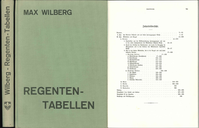  Wilberg, Max; Regenten Tabellen; Graz 1962   