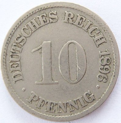  Deutsches Reich 10 Pfennig 1896 F K-N ss   