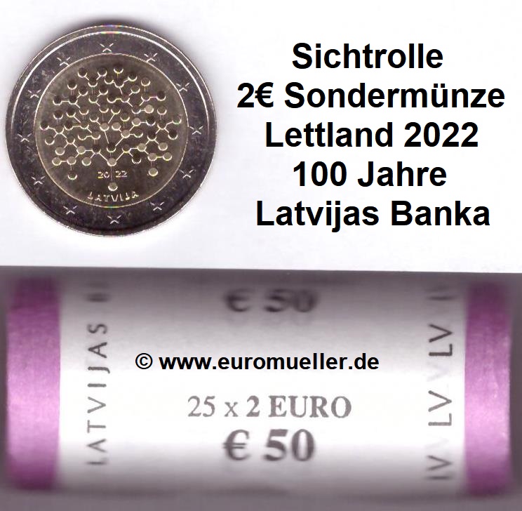 Lettland Rolle 2 Euro Gedenkmünze 2022... Latvijas Banka   