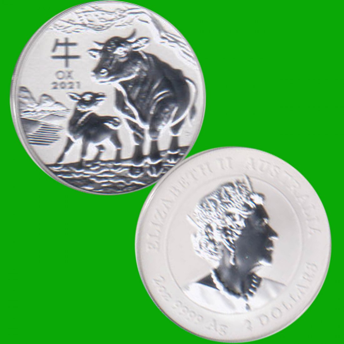  Australien 1$ Silbermünze *Jahr des Ochsen* 2021 1oz Silber 2. Ausgabe   