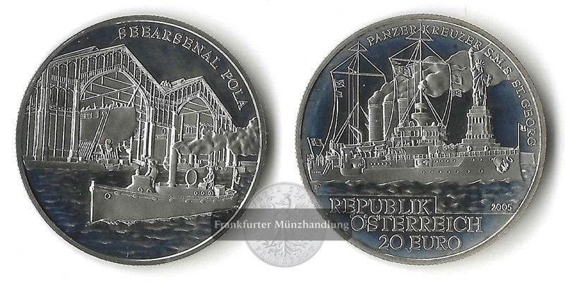  Österreich  20 Euro  2005  SMS Sankt Georg FM-Frankfurt  Feinsilber: 18g   