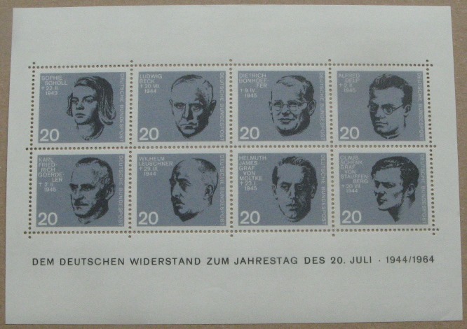  1964, Deutschland,Briefmarkenbogen: Deutsche Widerstandskämpfer,MHN   