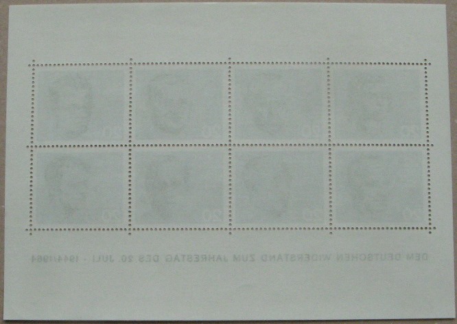  1964, Deutschland,Briefmarkenbogen: Deutsche Widerstandskämpfer,MHN   