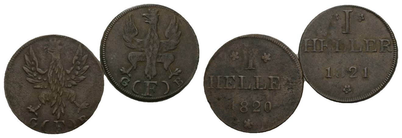  Altdeutschland; 2 Kleinmünzen 1820/1821   