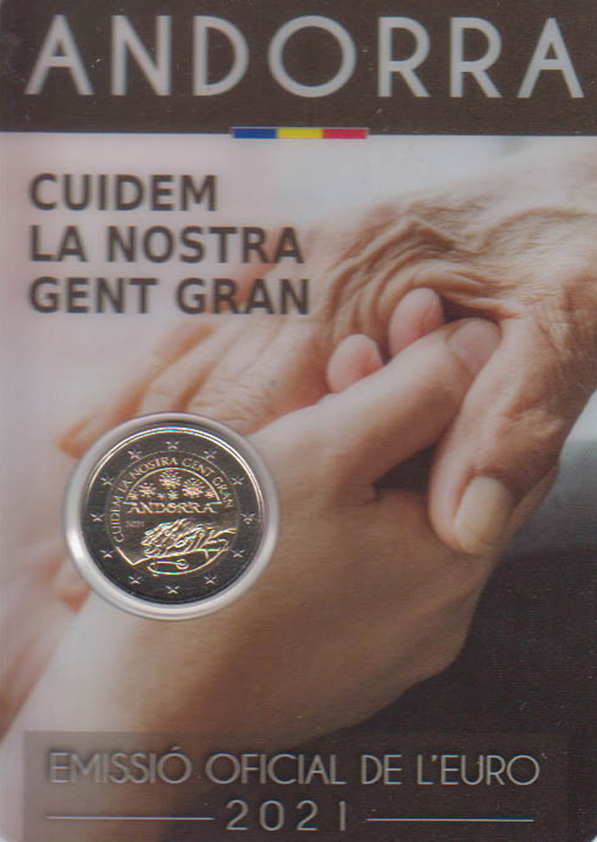  Offiz. 2 Euro-Sondermünze Andorra *Wir kümmerm uns um unsere Senioren* 2021   
