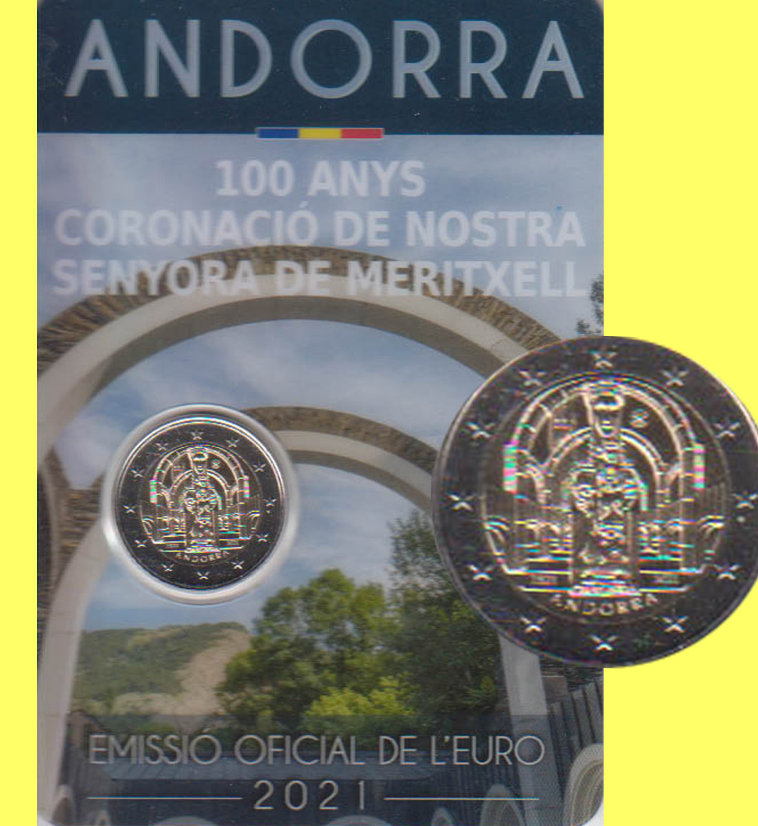  Offiz. 2 Euro-Sondermünze Andorra *100 Jahre Krönung unserer lieben Frau Meritxell* 2021   