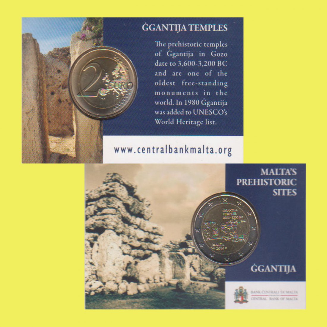  Offiz. 2-Euro-Sondermünze Malta *Ggantija Tempel* 2016 mit Mz Füllhorn nur 30.000St! 2. Variante   
