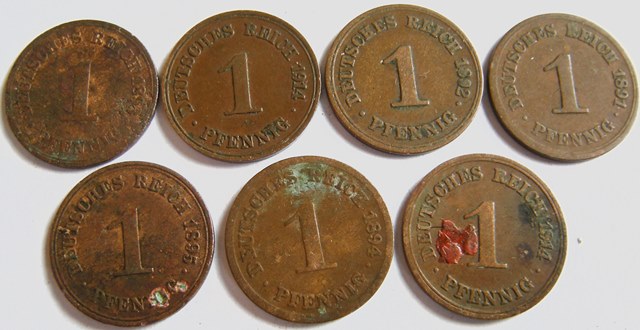  Kaiserreich, 7 x 1 Pfennig   