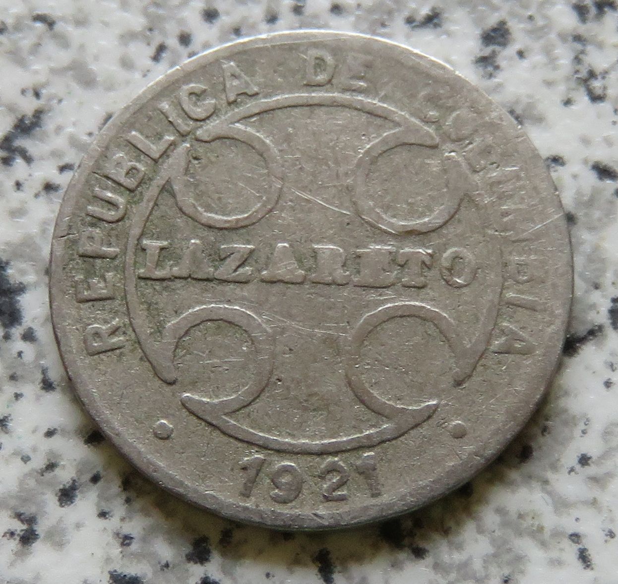  Kolumbien Lazarettmünze 1 Centavo 1921, selten   