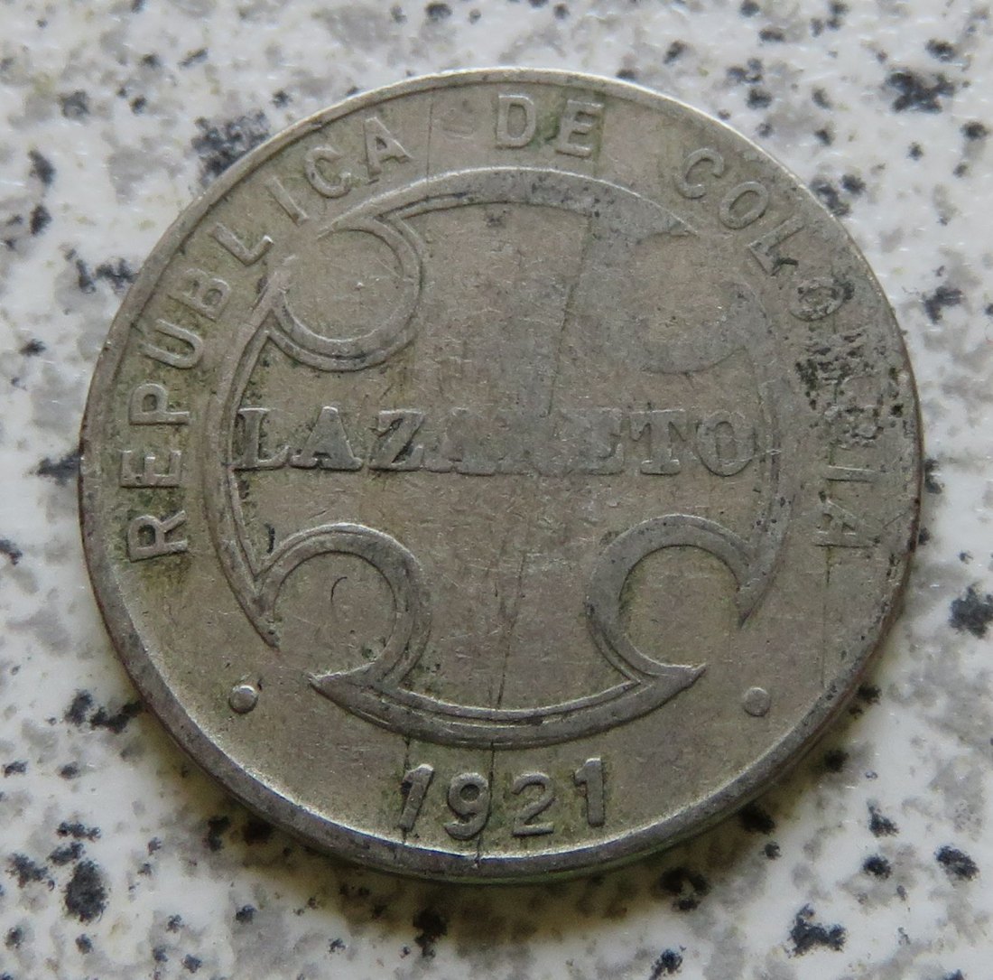  Kolumbien Lazarettmünze 5 Centavos 1921, selten   