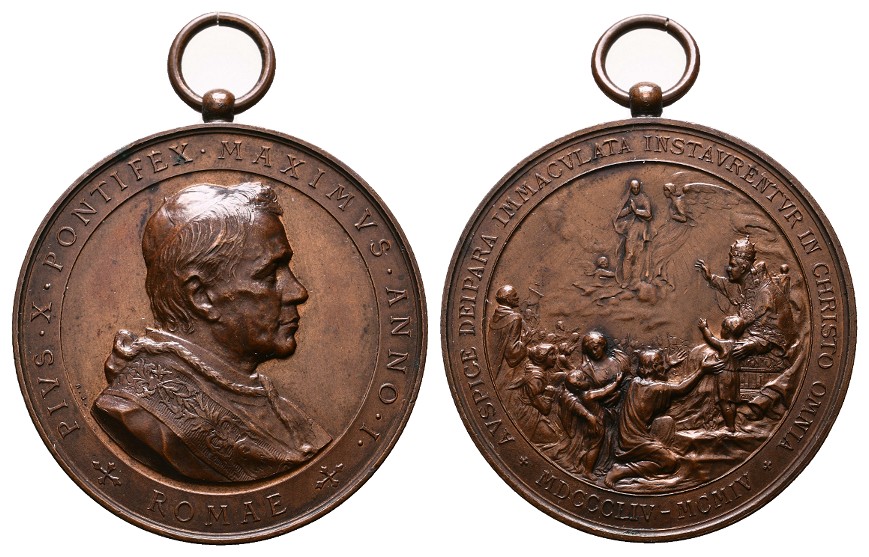  Linnartz VATIKAN Pius X. Bronzemedaille 1904(Johnson) R!fstgl Gewicht: 48,6g   
