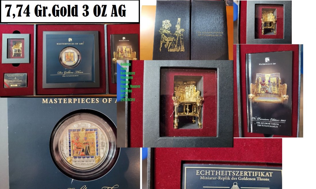  Masterpieces of Art TUTANCHAMUN 7,74 Gr.Gold 3 OZ Silber Frank Maurer Koblenz K222   