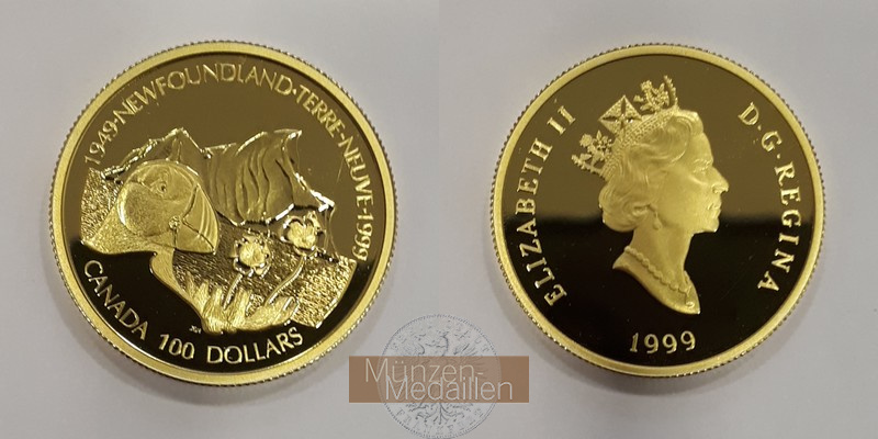 Kanada MM-Frankfurt  Feingold: 7,75g 100 Dollars Newfoundland 1998 