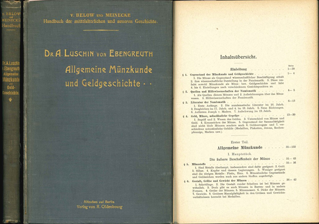  G.v.Below & F.Meinike /Dr.A.Luschin von Ebengreuth; München & Berlin 1904   