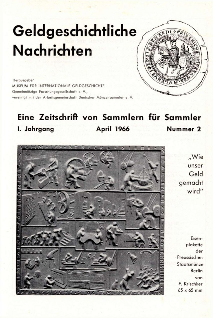  (GIG) Geldgeschichtliche Nachrichten Nr 02 /1966 Russische Bartkopeke 1705   