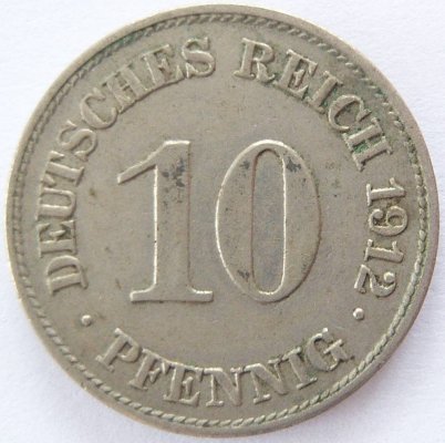  Deutsches Reich 10 Pfennig 1912 E K-N ss+   