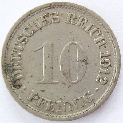  Deutsches Reich 10 Pfennig 1912 F K-N ss   