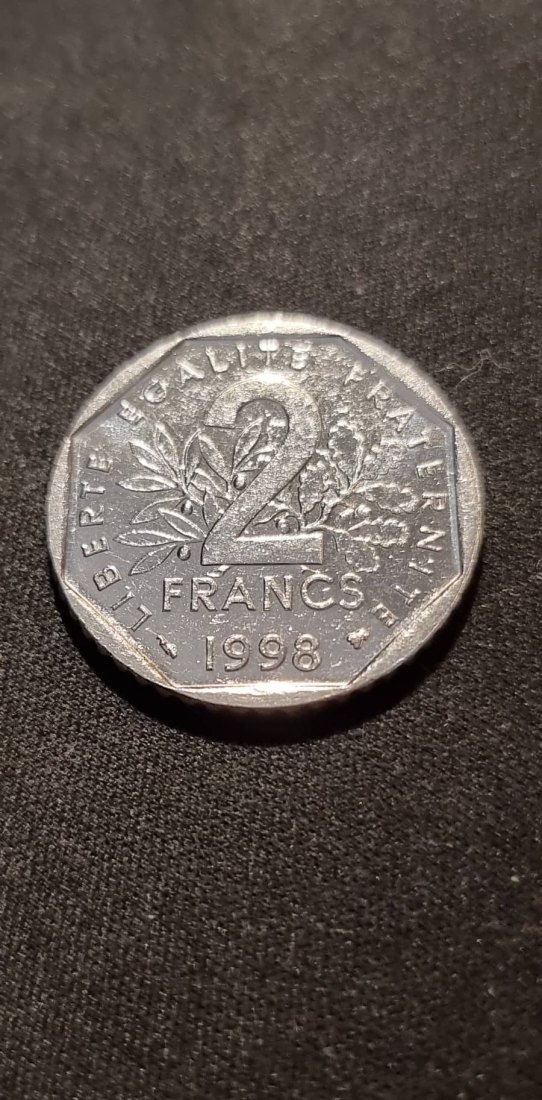  Frankreich 2 Franc 1998 Umlauf VZ+   