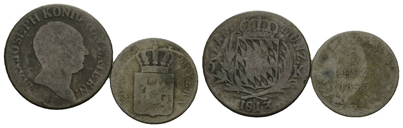  Altdeutschland; 2 Kleinmünzen 1813/1845   