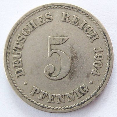  Deutsches Reich 5 Pfennig 1904 A K-N ss   