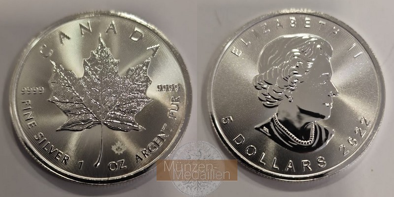  Kanada 100 x 5 Dollar 2022 Maple Leaf -Silberunze- MM-Frankfurt Feinsilber: ges. 3.110,3g   