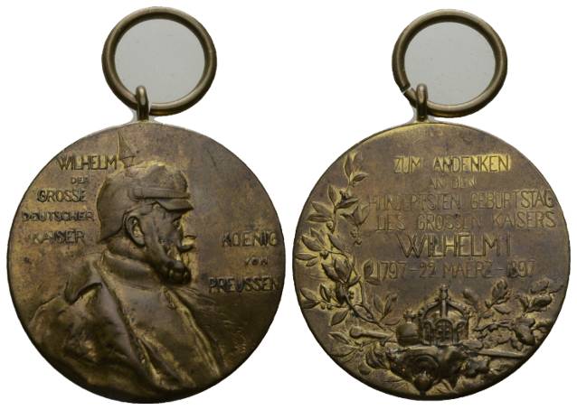  Preußische Medaille; 34,67 g; Ø 39,60 mm; tragbar   