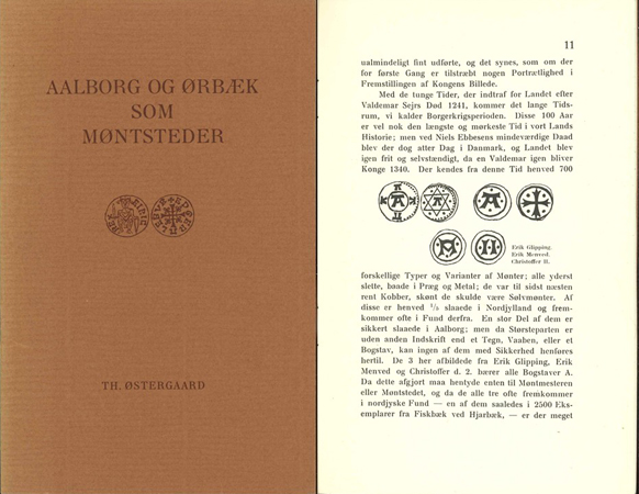  Th.Ostergaard; Aalborg og Orbaek som Montsteder; Aalborg 1973   