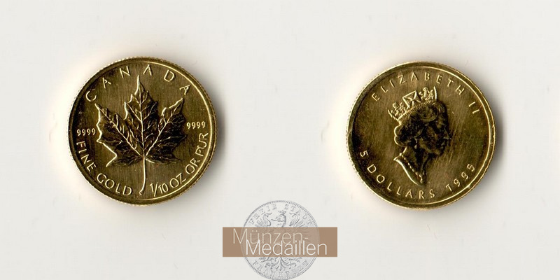 Kanada MM-Frankfurt Feingold: 3,11g 5 Dollar Maple Leaf 1995 