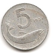  Italien 5 Lira 1954 #159   